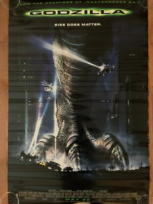 2 Godzilla movie posterS original theatre Double sided! -image