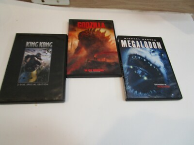 Godzilla (2014) Megalodon (2019) King Kong (2 dvd set, 2006) BIG MONSTERS!-image