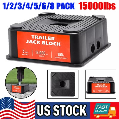 1-8x Trailer Jack Block Stabilizer Blocks 15000lbs Levelers For RV Camper Travel-image