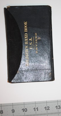 leatherbound 1896 Soldiers Handbook 77 pages Rules Regulations  Records -image