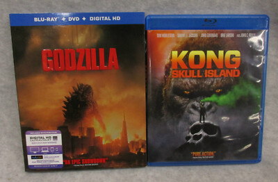 Godzilla 2014 with slipcover and Kong Skull Island Blu-ray + DVD lot of 2 great-image