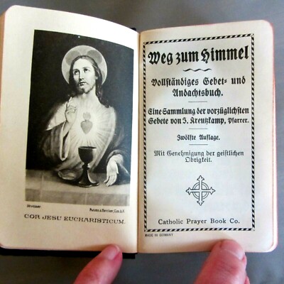 SIMPLY BEAUTIFUL GERMAN 'KEY OF HEAVEN'--GIANT TEXT--LEATHER/GILT--NEW/OLD--1924-image