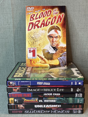Kung Fu & Martial Arts Action Lot of 8 - Bruce Lee Jackie Chan & Godzilla-image