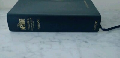 The Message The Bible Contemporary Language by Peterson Faux Navy Leather 2002-image