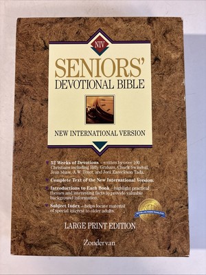 New International Version Seniors Devotional Bible Burgundy Boned Leather-image