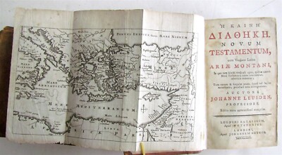 1772 GREEK BIBLE NEW TESTAMENT antique BIBLIA LATIN text MAP NOVUM TESTAMENTUM-image
