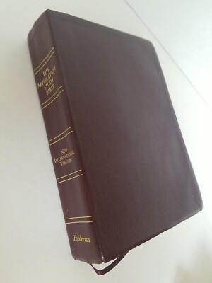 Vintage NIV Life Application Study BIBLE 1997 Burgundy Genuine Leather 1984 Text-image