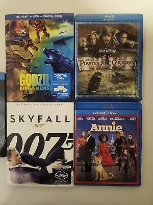 5 Blu-ray Lot -Dark knight Pirates Skyfall Godzilla Read Description-image