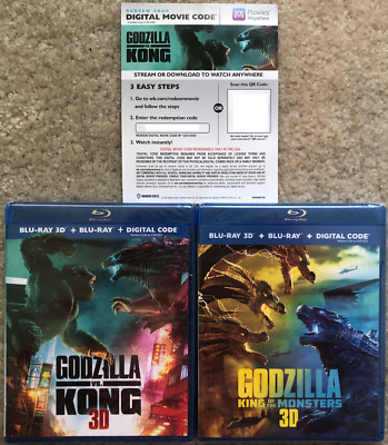 New 1st Printing Godzilla vs. Kong & King of Monsters 3D Blu-ray + Bonus Digital-image