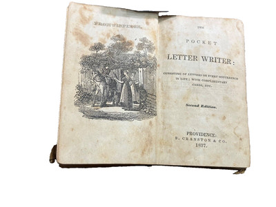 1837 Leatherbound Antiquarian Pocket Letter Writer Book Providence RI Published-image