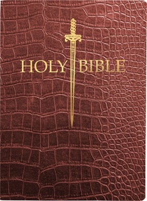 KJV Sword Bible, Large Print, Walnut Alligator Bonded Leather, Thumb Index: (Red-image