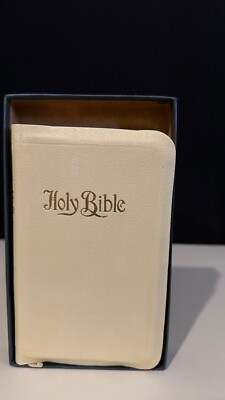 Holman White Bridal Bible KJV with original box Imitation Leather Pearl Text AEG-image
