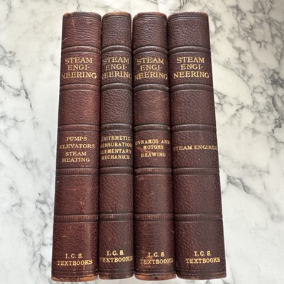 Lot of 4 STEAM ENGINEERING ICS International Textbook Co; W/ Leather Bound 1902-image
