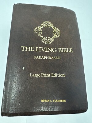 The Living Bible Paraphrased Large Print Edition Tyndale Red Letters Brown Cover-image