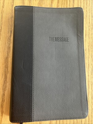 Bible The Message Slimline Bible soft leather-look Gray & Black 2002 EUC-image