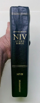 Zondervan NIV Study Bible Bonded Leather Cover Gold Gilt Tabbed Chapters-image