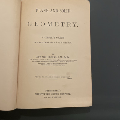 Plane and Solid Geometry by christopher sower company edward brooks 1889-image