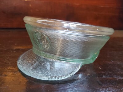 EAPG Clear Glass War Military Hat Container Jar GLOWS Early WESTMORELAND Piece-image