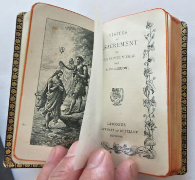 Sacraments Holy Virgin Mary c. 1900-20's French splendid leather religious book-image
