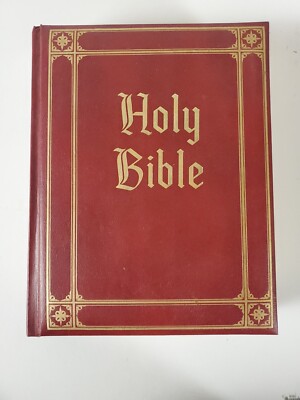 Vintage 1960 Holy Bible Guiding Light Edition King James Gold Edging Nice-image