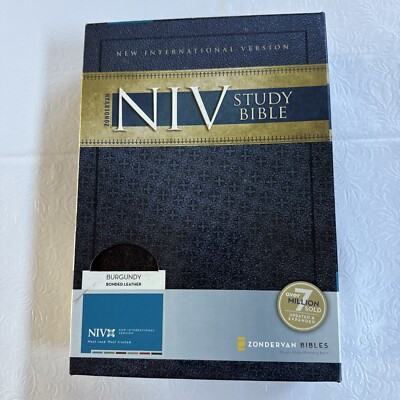 NIV Study Bible 2008 Burgundy Bonded Leather Thumb Index-image