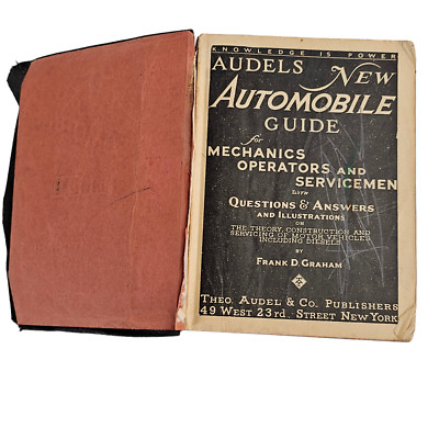 Audels New Automobile Guide Book Manual Leather Cover Black 1949-image