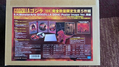 S.H.MonsterArts Godzilla 2014 Poster Image Ver. Bandai Figure And Blu-ray.  New-image