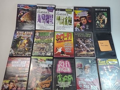  Lot 15 Vintage Sci-Fi Horror B Movie DVDs Flash Price Godzilla Cult *POLISHED* -image