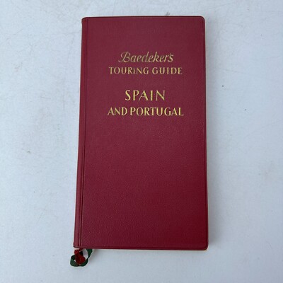Baedeker's Touring Guide Spain and Portugal Maps & Plans Leather 1959 Macmillan-image