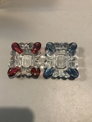 Two Westmoreland Color Flashed Small Ashtray 3¼