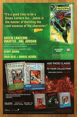2007 Green Lantern Wanted Hal Jordan / Godzilla Gojira DVD Print Ad/Poster Art-image