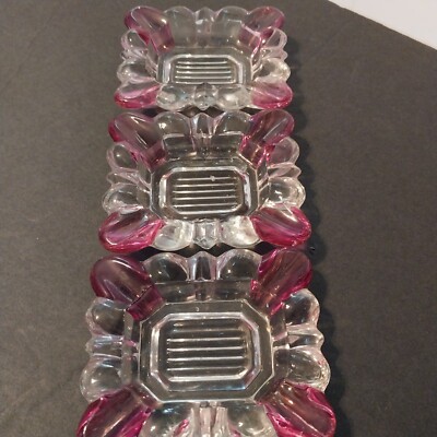 Set Of Three Vintage Westmoreland Pink Small Ashtray Or Ring Dishes Rare Beauty-image