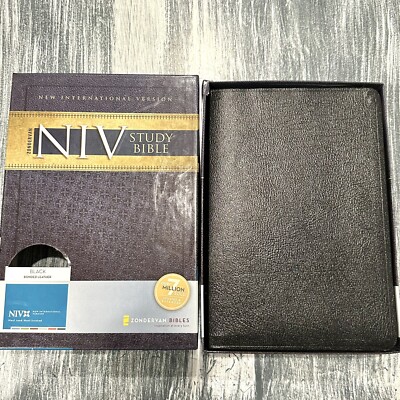 Zondervan NIV Study Bible 2008 Updated & Expanded Black Bonded Leather NEW!-image