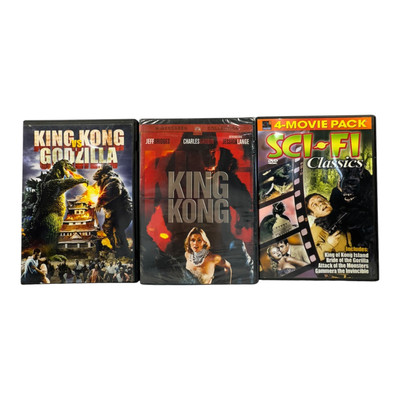 King Kong DVD Lot (3) King vs Godzilla, 1976 Jeff Bridges, Sci-Fi 4-Movie Pack-image