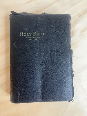 Vintage (1940?)  Holy Bible Red Letter Edition Self-Pronouncing Leather-image