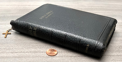 Compact 1954 Zipper World Self Pronouncing Bible Illustrated KJV Clean Text ~ VG-image