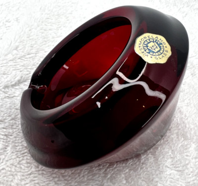 Westmoreland Glass Ruby Red Orb Ashtray 1960's-image