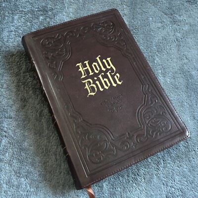 Holy Bible KJV Christian Art Giant Print Thumb Index Red Letter Marker Gold Gild-image