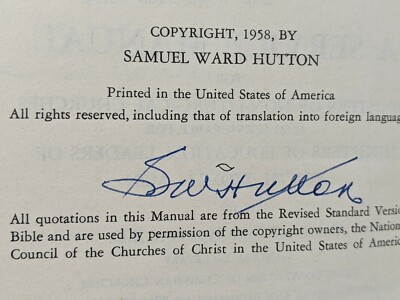 Signed First Edition, A Service Manual: by Samuel Ward Hutton, 1958-image