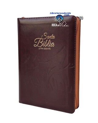 Biblia de letra gigante tamaña manual 14 puntos reina 1960 cierre marron Indice -image