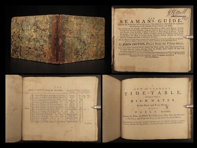1785 Diston Seaman’s Guide Voyages Navigation Navy Sailing Coastal Harbors Tides-image