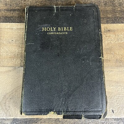 1950s Holy Bible KJV Leather Red Letter Edition Concordance World Publishing-image