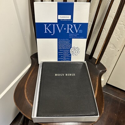 Cambridge AVRV5 KJV / Revised Version Bible Black Goatskin Leather Interlinear-image