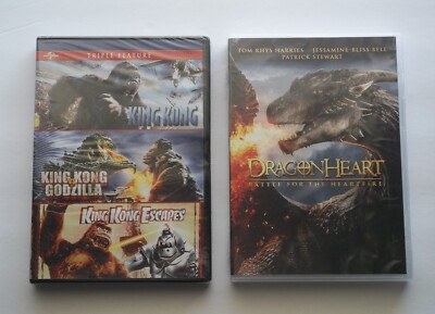 2 DVD's- King Kong Triple Feature & Dragonheart: Battle for the Heartfire. New-image