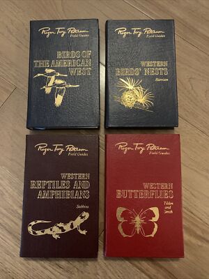 Lot 4 Peterson Field Guides 50th Anniversary Leather Western Birds Butterflies-image