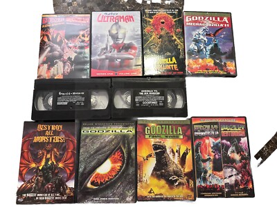 Lot-9 Godzilla DVDs/VHS and Ultraman Movies - Very good To acceptable See Notes-image
