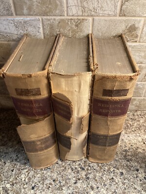 VTG Nebraska Reports Leather Law Books 1800s Supreme Court Staging Decor AirBNB-image