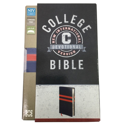 Zondervan College NIV Devotional Bible Faux Leather Cover Blue Red Stripe -image