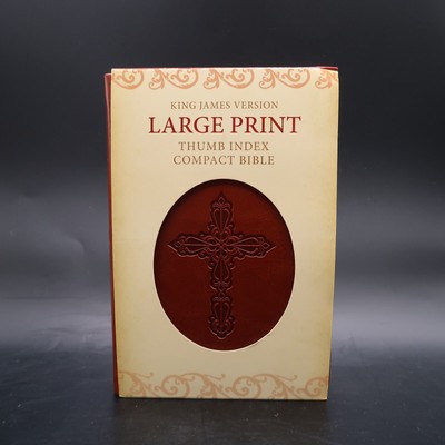 TGS Holy Bible King James KJV Large Print Compact Thumb Index Brown Faux Leather-image