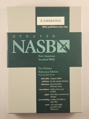 Cambridge Bible NASB Pitt Minion Reference Ed Black French Morocco New in Box-image